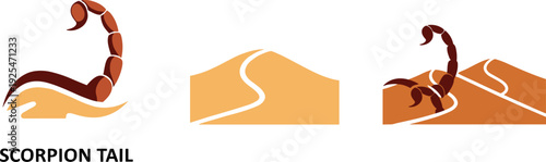 Scorpion tail and desert dunes logo designs for a wild and arid environment