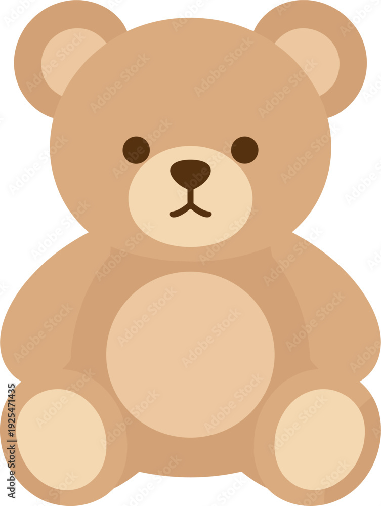 Fototapeta premium Cute teddy bear is sitting upright in a simple vector style illustration