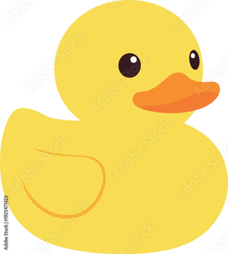 Illustration of a yellow rubber duck with an orange beak and black eyes