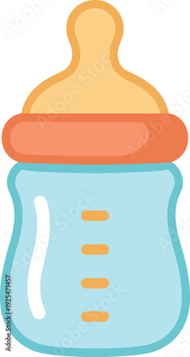 Simple baby bottle with liquid measurements on a white background