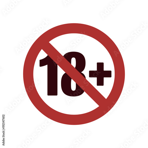 A red sign indicating no entry for people under 18