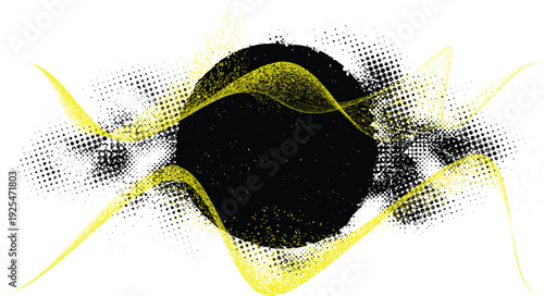 Glitch distorted geometric shape . Noise destroyed logo . Trendy defect error shapes . Glitched frame .Grunge textured . Distressed effect .Vector shapes with a halftone dots screen print texture.