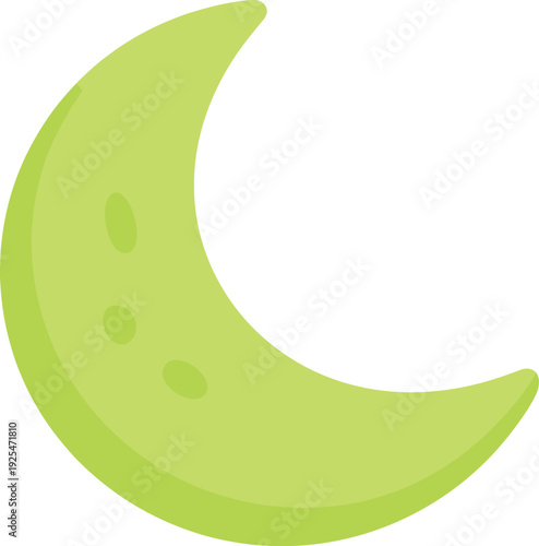 Stylized crescent moon shines bright with soft light on a clear night sky