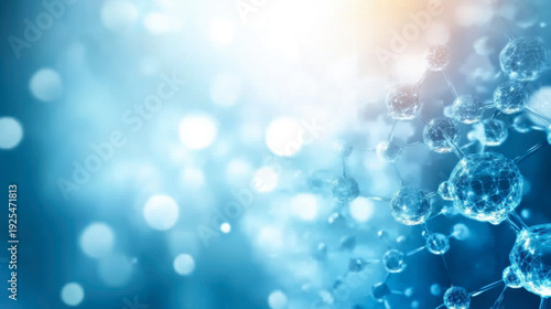 White and light blue medical abstract gradient background with molecules