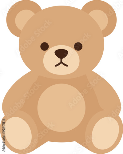 Cartoon teddy bear sitting upright with its legs out and its eyes looking forward