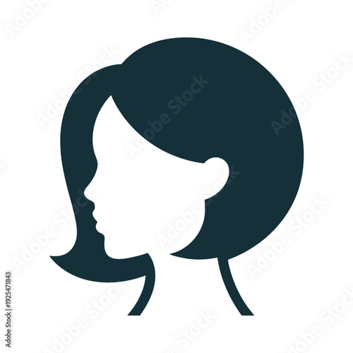 A minimalist illustration of a woman's head in profile