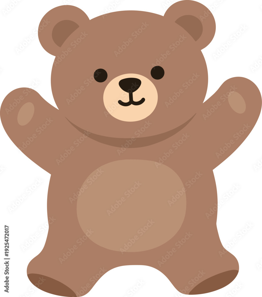 Naklejka premium Cute brown teddy bear with open arms isolated on white background in vector format