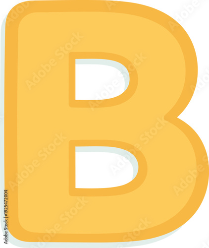 Illustration of a cartoon uppercase letter b in a bright yellow hue