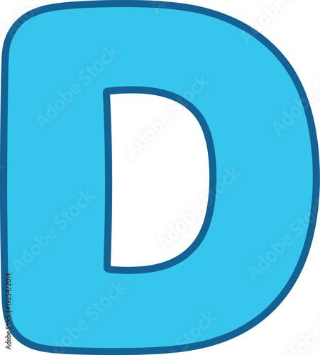 Stylized letter d with a cartoonish rounded shape in light blue shade