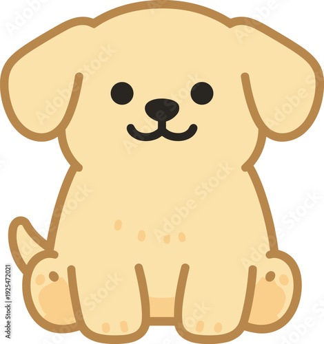 Adorable puppy sits patiently with its paws in front, creating an endearing scene