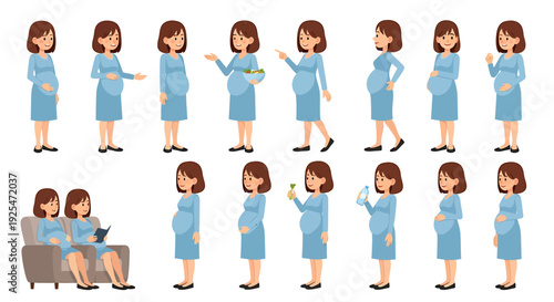 Collection of Pregnant Women Poses and Activities 1.