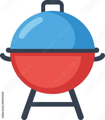 Isolated cartoon illustration of a simple charcoal grill