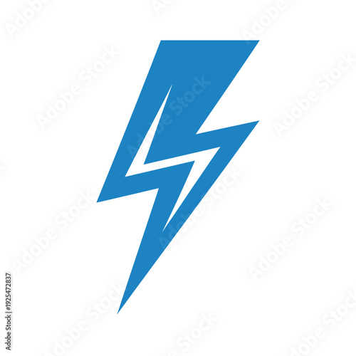 A blue lightning bolt logo on a white background