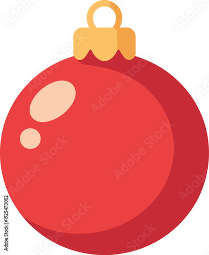 Festive red christmas bauble with gold topper stands out against a white background