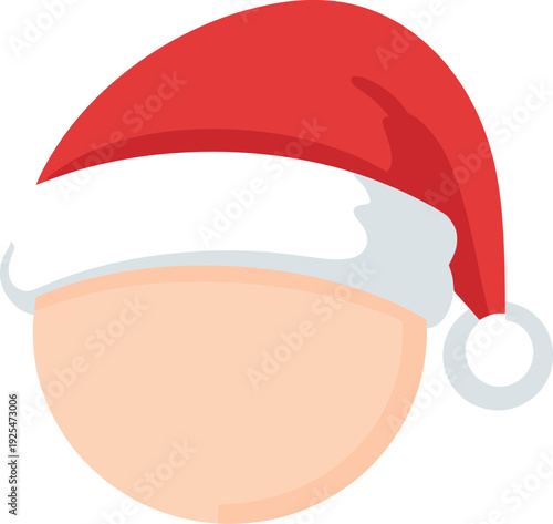 Minimalist santa claus face with red hat and white beard
