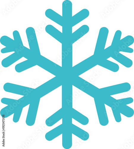 Simple light blue snowflake design on a white background for winter season