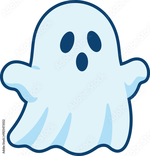 Cute ghost character with cartoonish face for halloween designs and decorations