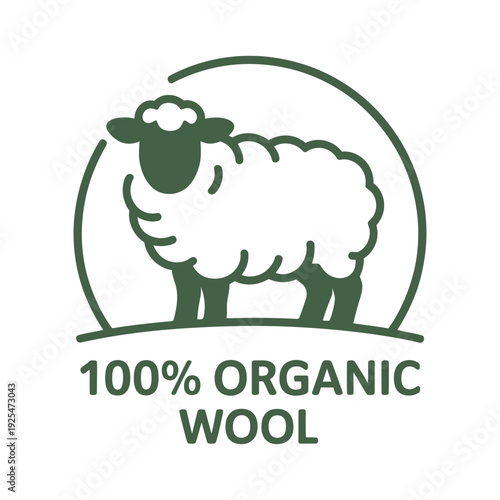 A green logo featuring a sheep and organic wool text