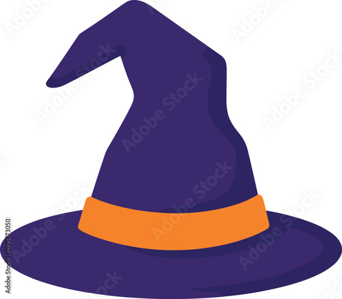Whimsical witch hat with pointy top and orange band for spooky season