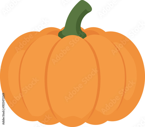 Orange pumpkin with a green stem isolated on white background, perfect for fall