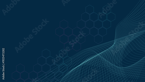 Dark Blue Hexagon Network Background