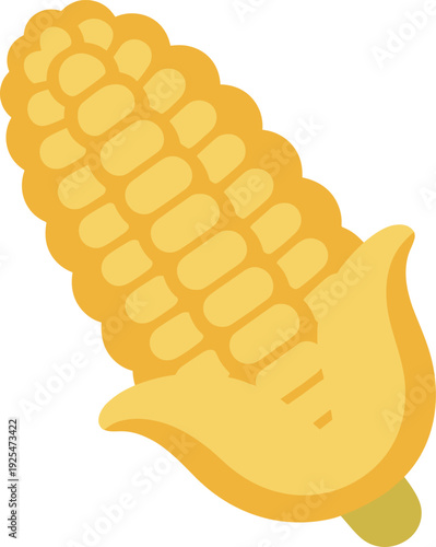 Cartoon illustration of a ripe ear of corn on a white background