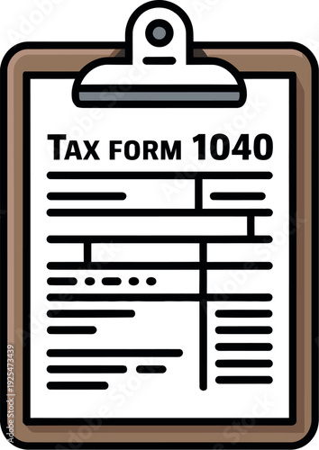 A tax form 1040 on a clipboard for filing taxes