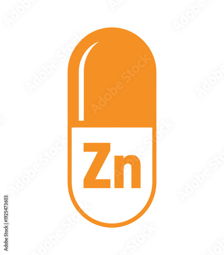 An orange capsule with a zinc label on it