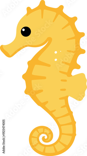 Stylized seahorse with yellow color and cute appearance