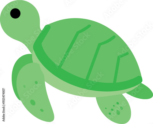 Cartoon sea turtle swims gracefully in the ocean with a simplistic design