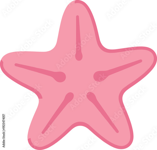 Stylized pink starfish with simple shapes and soft colors on white background
