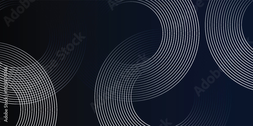 Blue abstract background with glowing circles. Swirl circular lines pattern. Geometric spiral. Twirl element.