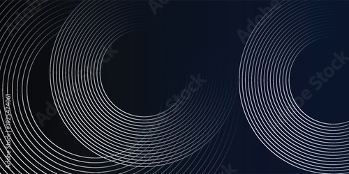 Blue abstract background with glowing circles. Swirl circular lines pattern. Geometric spiral. Twirl element.