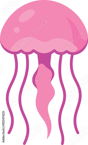 Pink jellyfish floats gently in the ocean on a white background illustration