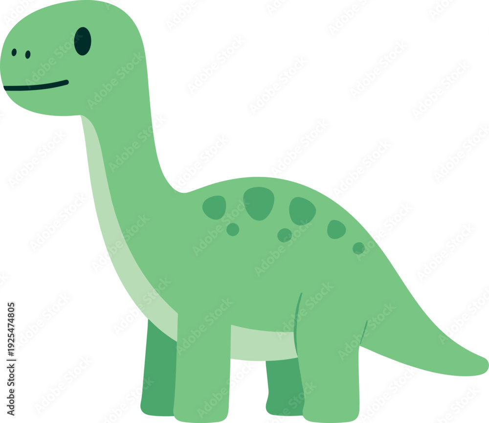 Naklejka premium Cartoon apatosaurus dinosaur in green color standing on a white background