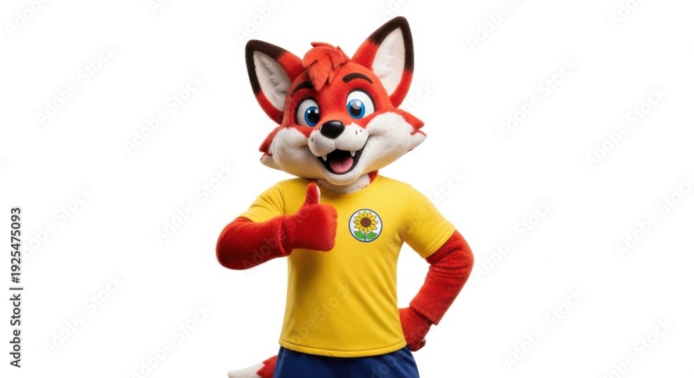 Fototapeta premium Red fox mascot giving thumbs up gesture