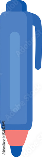 Free Download Illustration of a blue pen with a lid on a white background in a flat design - GFXLoad
