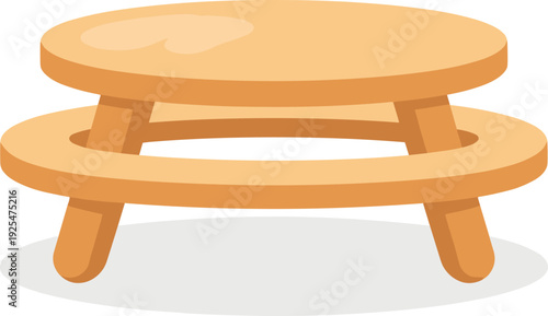 Simple cartoon illustration of a light brown wooden table with curved legs