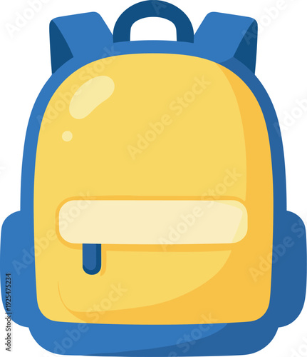 Brightly colored backpack ready for school adventures, isolated on a white background
