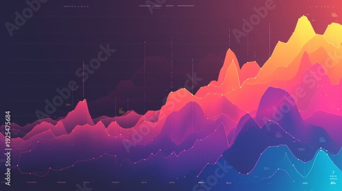 Vibrant abstract data visualization with gradient peaks