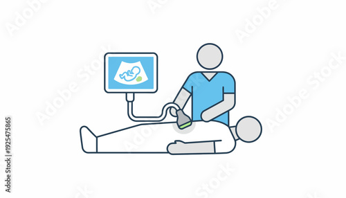 Medical Ultrasound Procedure Icon Illustration. Vector Illustration. EPS Editable