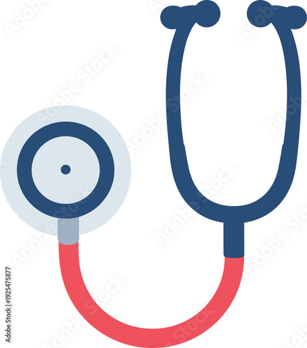 Simplified stethoscope with red tubing isolated on a white background