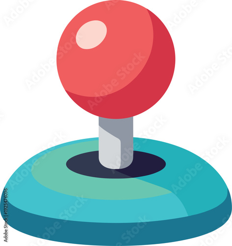 Retro arcade joystick with red knob and blue base for gaming controls