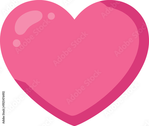 Bright pink heart shines against a crisp white background with highlights