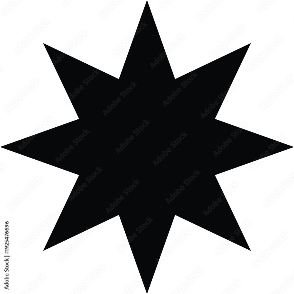 Fototapeta premium Black eightpointed star shape symbol icon