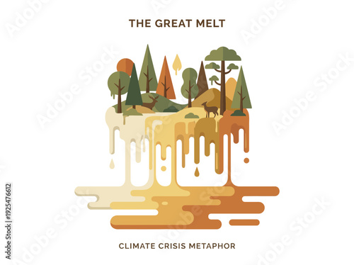The Great Melt Climate Crisis Metaphor Illustration. Vector Illustration. EPS Editable
