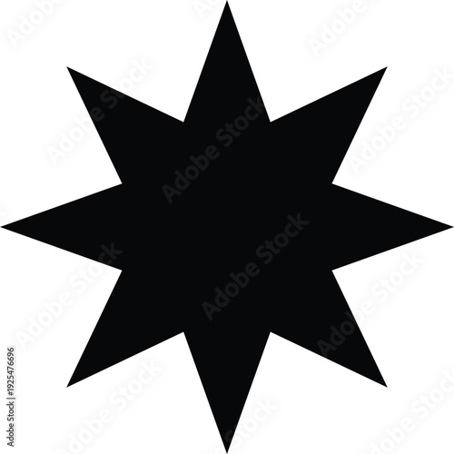 Black eightpointed star shape symbol icon