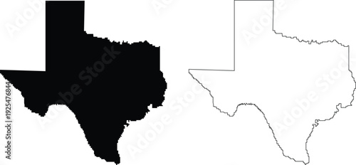 Texas state map outline and silhouette on white background