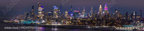 Wallpaper Mural New York City wide night panorama with Manhattan. New York wide city night panorama with towers. Wide panorama of New York City skyline at night. New York night city wide panorama. Torontodigital.ca
