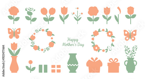 Happy mothers day flowers and gifts pink orange and green